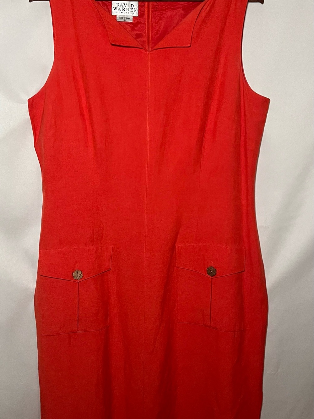 David Warren Red Sleeveless Tank Dress
